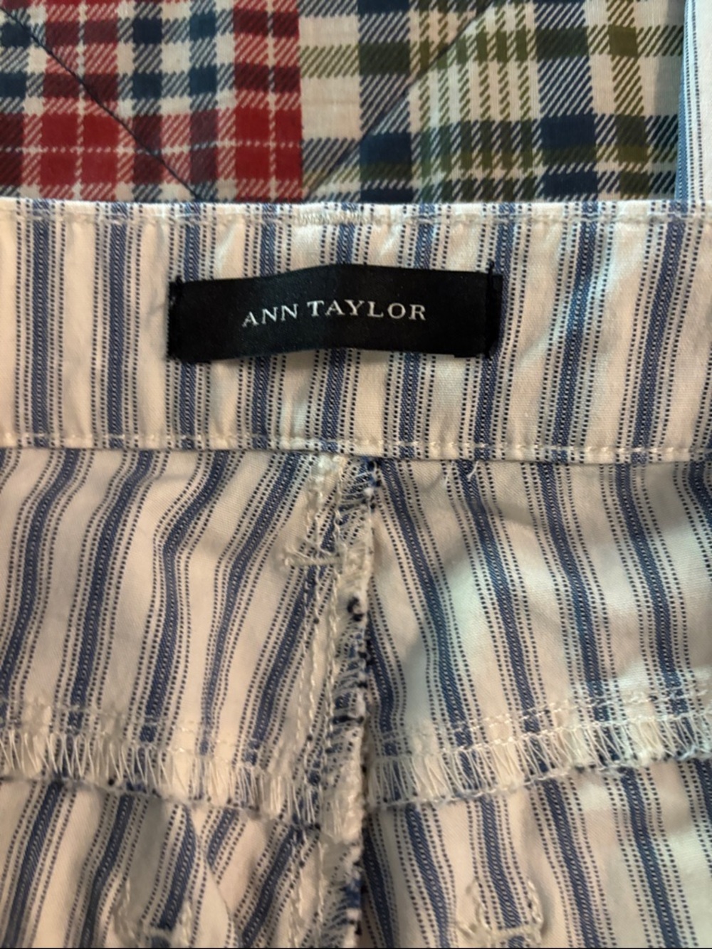 Ann Taylor Blue & White Striped ankle pants - Picture 2 of 5